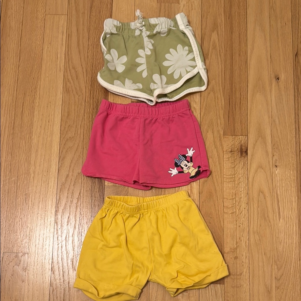 Set of Three Kids' Shorts - Green, Pink, Yellow